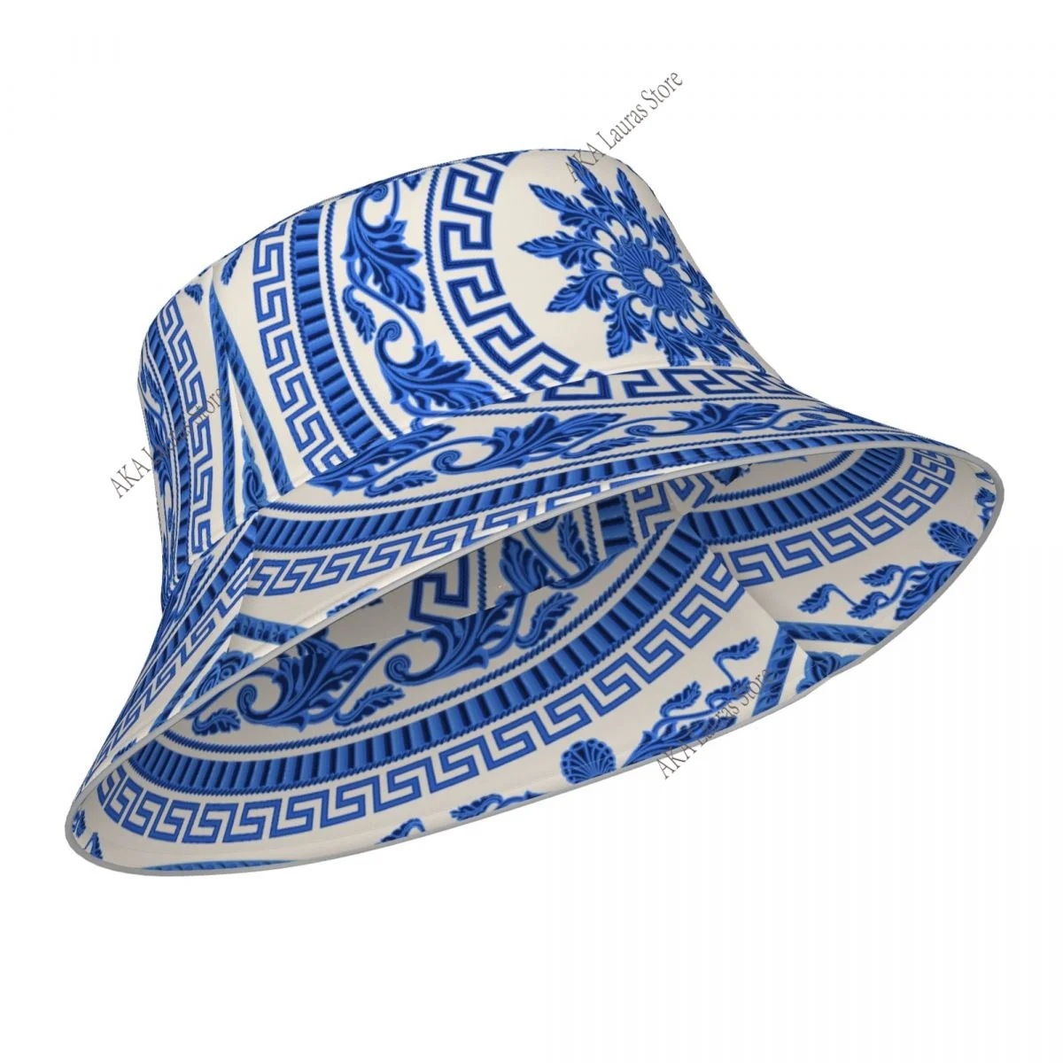 New Fisherman's Hat Unisex Fashion Blue Baroque Bob Cap Windproof outdoor Reflective Bucket Hat