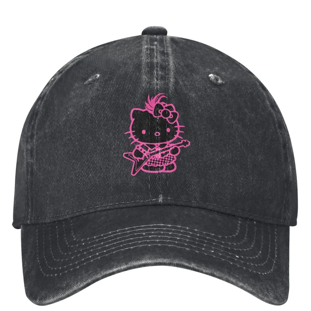 HELLO KITTY ROCKSTAR-bayingimg Denim Baseball Cap Kpop Rock Trucker Hat Summer Female Male Casual Sun Visors Baseball Caps