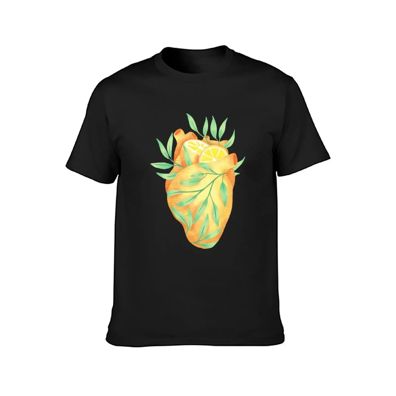 Gorgeous hand drawn lemon slices and anatomical heart punky unique art illustraton T-Shirt