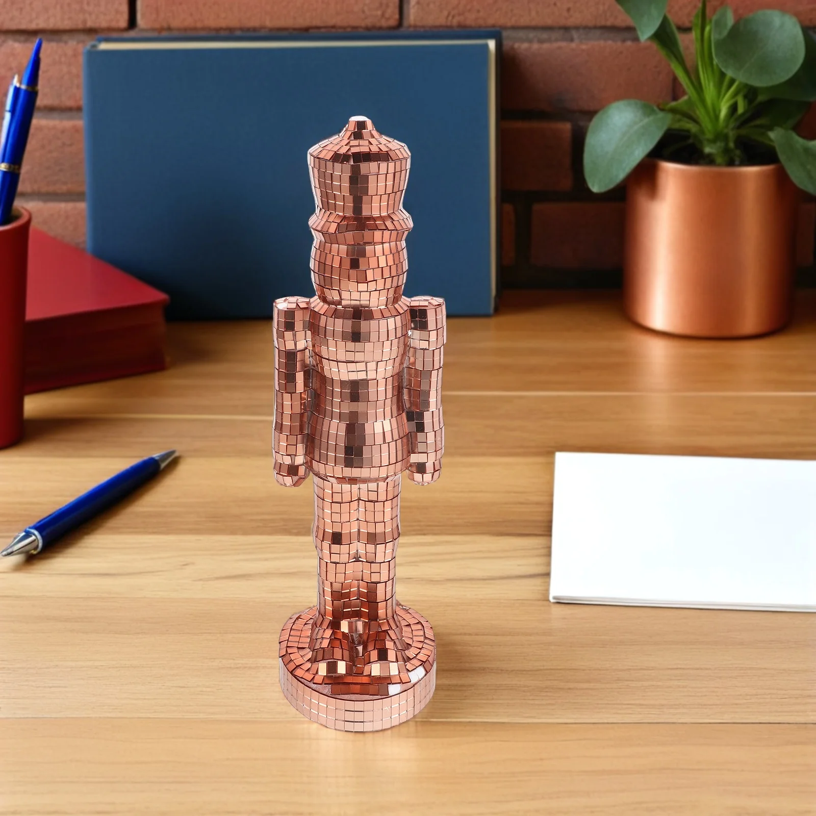 

40Cm Christmas Glass Nutcracker Soldier Disco Style Decorative Holiday Table Centerpiece for Home Office Fireplace