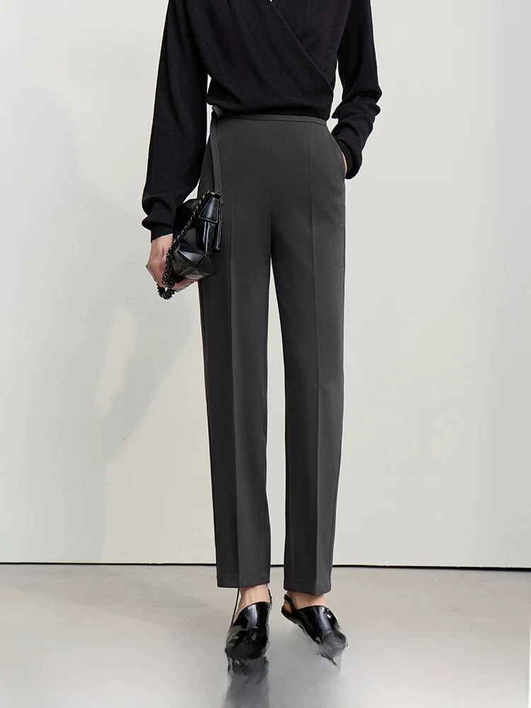 

Spring New Arrival Minimalist Commuter Style Professional Twill Pure Color Cone Shape Smoke Tube Pants Casual Long Trousers