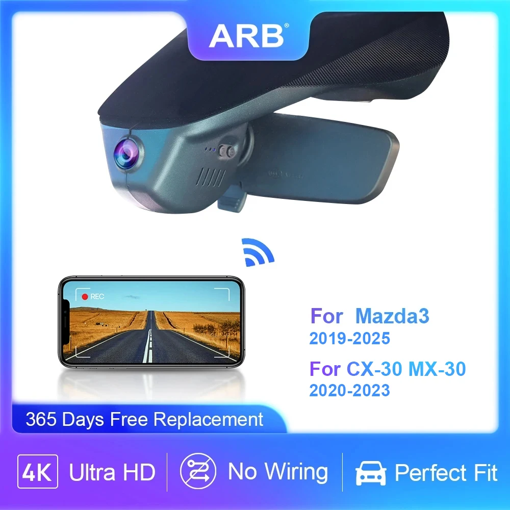 

4K Dashcam for Mazda3 2019 2020 2021 2022 2023 2024 2025, for CX-30 MX-30 2020 2021 2022 2023, ARB Factory Look Car Camera
