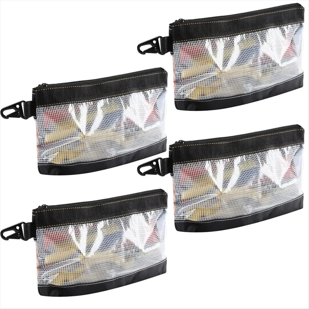 DT57 LATEST MODEL 4 Pcs Small Tool Zipper Pouch, Portable Tool Bag, Small Transparent PVC Material, Bank Bag, Waterproof and Ant