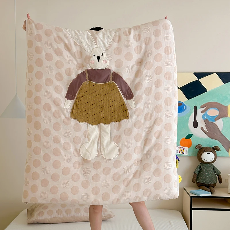 

Детское одеяло из чистого хлопкового муслина для сна весной, осенью и зимой, для детского сада, 120x150 см, без подогрева, двухслойная ткань