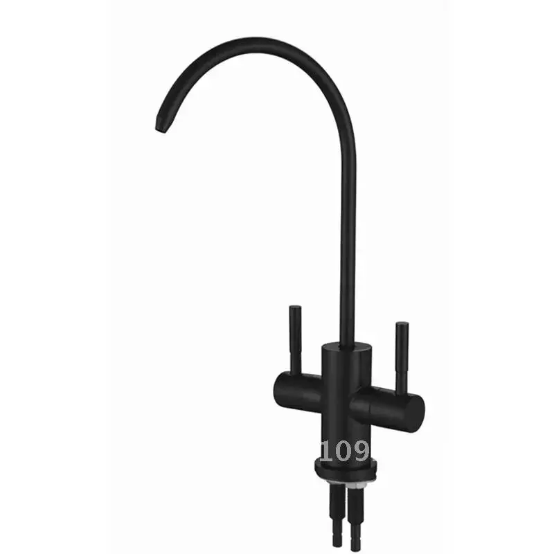 1/4'' Double Holes Sink Faucet Tap black Reverse Osmosis KF209 Tool Kitchen Drinking Fast Filter Water RO Installation Faucet