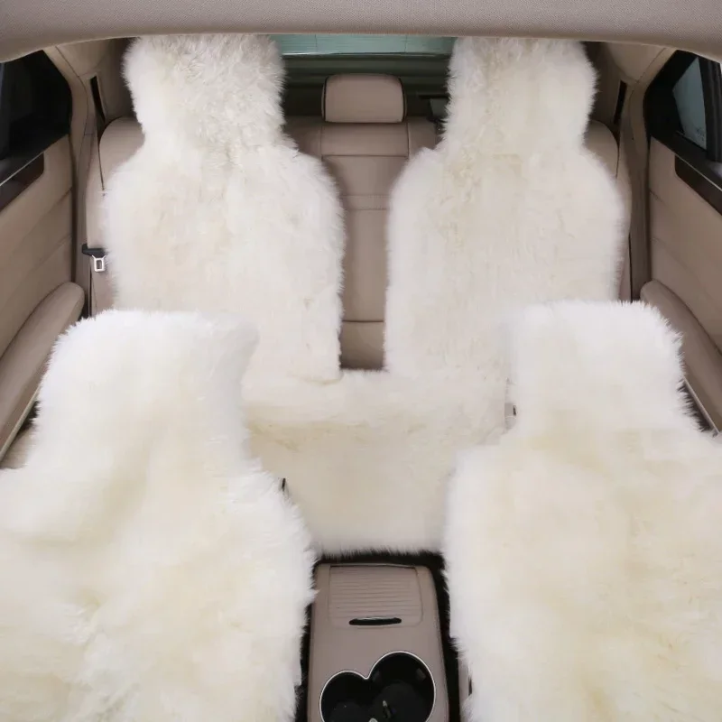 Car Seat Cover Mat Universal Faux Fur Warm Plush Auto Long Wool Front and Rear Seats Cushion for Toyota Volkswagen BMW Ford Mazd