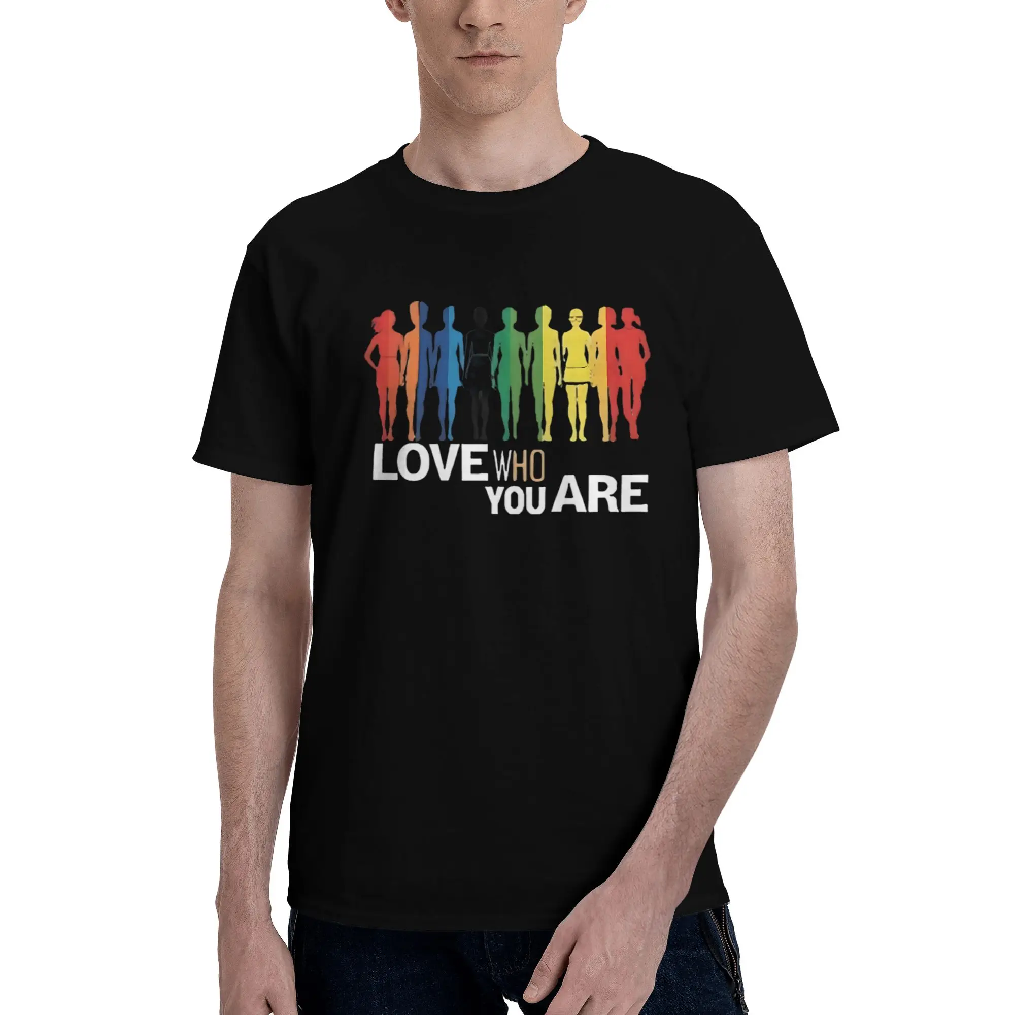 

love who you are Men Short Sleeved T-Shirt Graphic Casual Trippy Design Pattern Print Soft Crew Neck Tees Streetwear Lightweight
