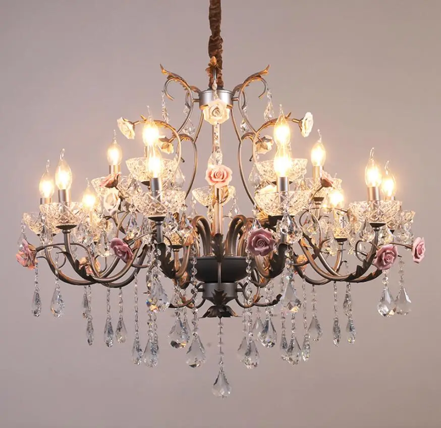 Decorative Floral Pendant Lamp D92cm Living Room Rose Decora Lamps 12arms Modern Children Room Hanging Lights Ac 100% Guaranteed