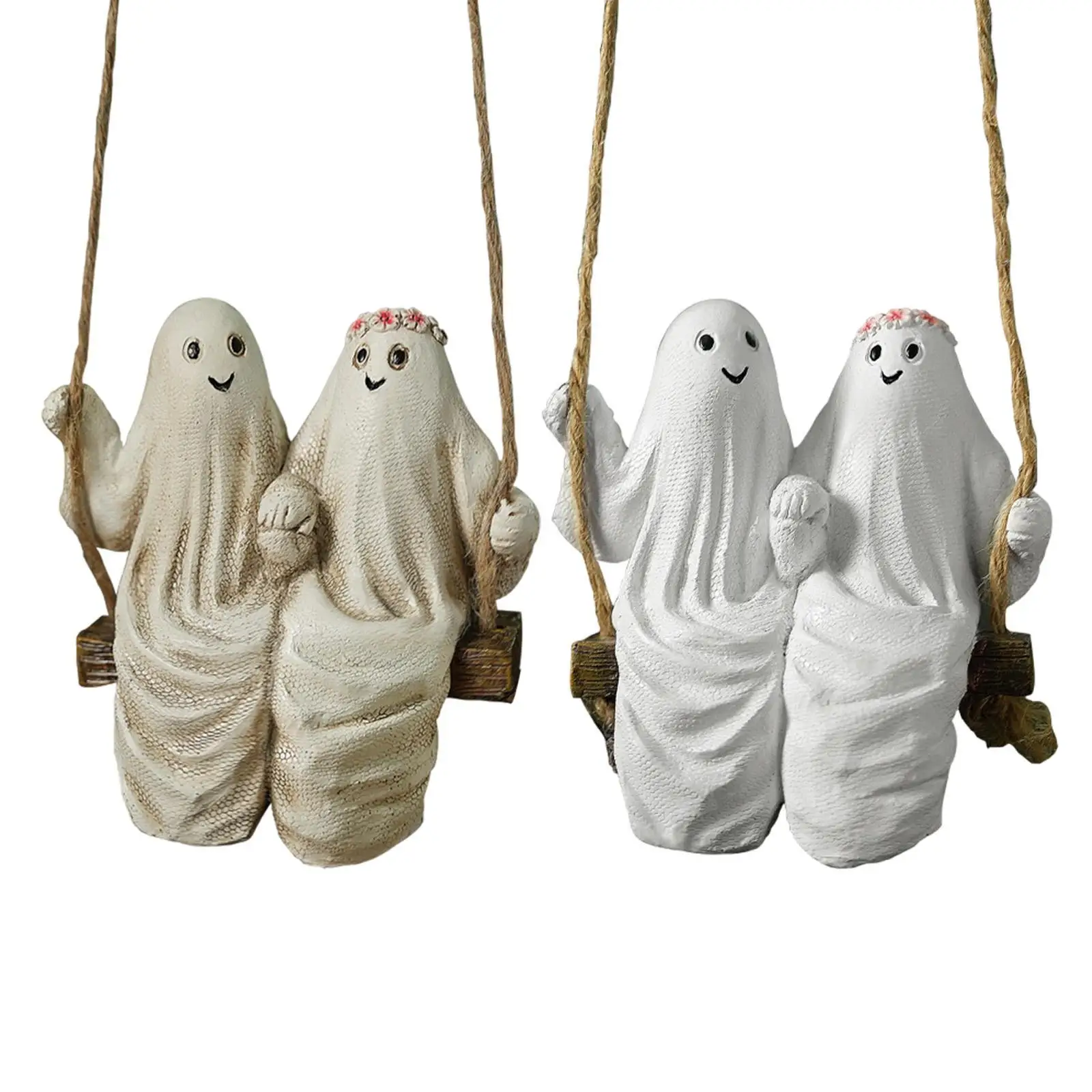 Figura de columpio de fantasma de pareja de Halloween gótica, escultura colgante de resina, decoración