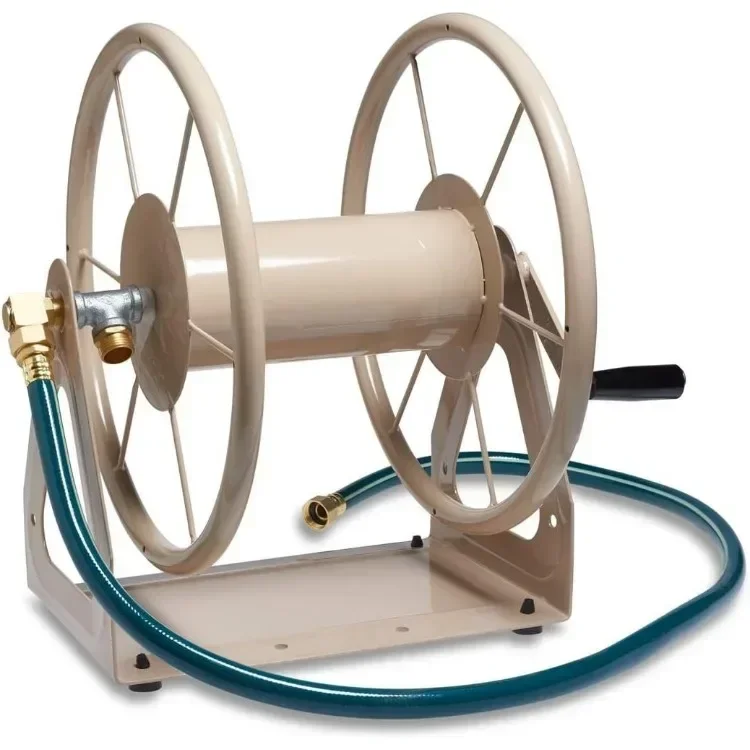 

Home.Products 703-1 Multi-Purpose Steel Garden Wall/Floor Mount Hose Reel, Tan