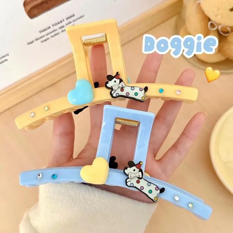 

Корейская заколка для волос с милой собакой, женская роскошная заколка для волос с водяным бриллиантовым плавником акулы, стильные аксессуары для волос, универсальный декор для волос