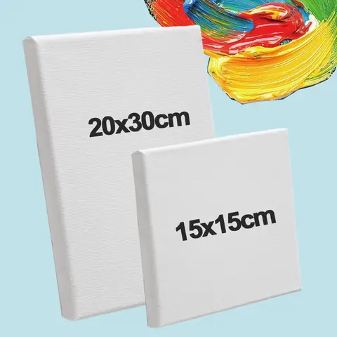 Bilashmart Blank Canvas Board Oil Painting Frame 15*15/20*30cm Stretched Canvas Art Drawing Acrylic Gouache Creation DIY Graffiti Supplies
