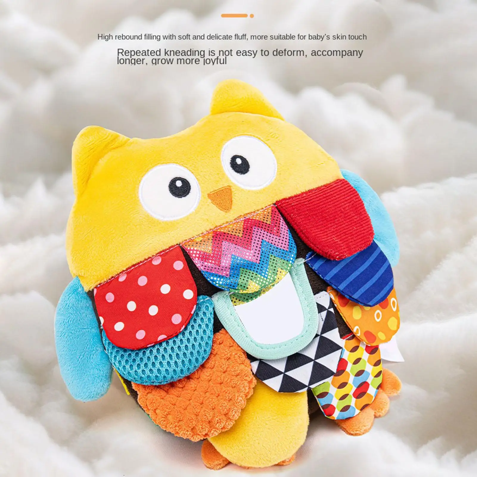 Sensory Owl Toys Multi Textured Crinkle Stuffed Animals Interactive Sensory Games Soft Plush for Boys Girls Daycare Homeschool