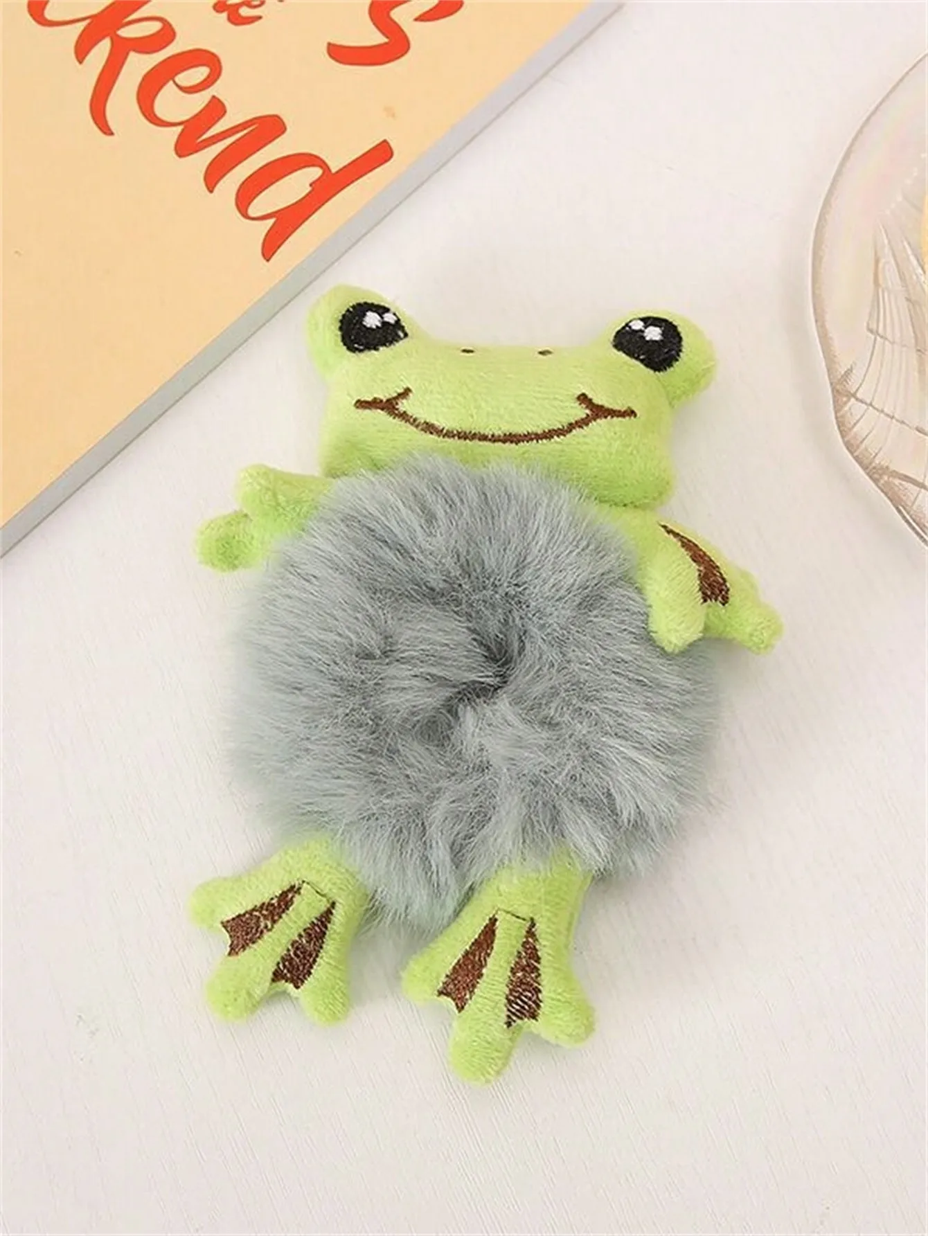 1 hair circle lady frog plush green hair circle bun cute funny hair band