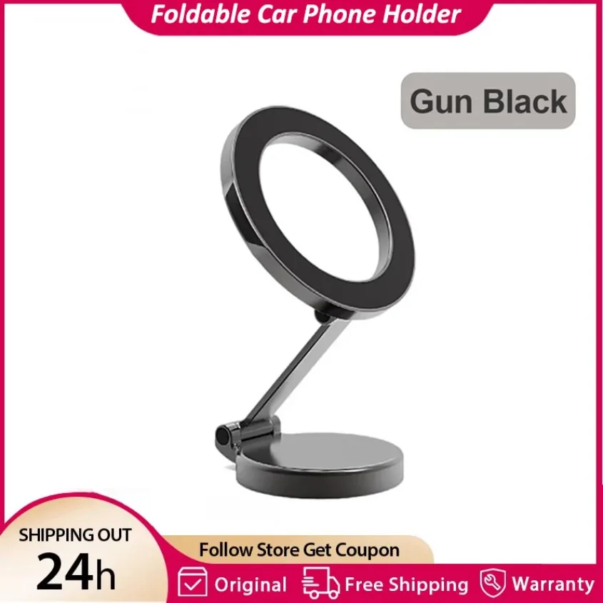 

Foldable Car Phone Holder 360° Free Rotation Zinc Alloy AntiShake Magnetic Car Compact Cell Phone Holder for iPhone 14 13 12 Pro