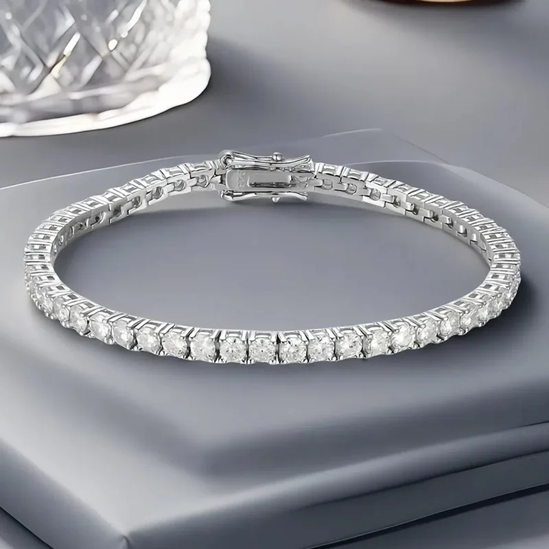 

Plated Moissanite Tennis Bracelet for Women Classic 925 Sterling Silver Certified Bracelet for Women Chain