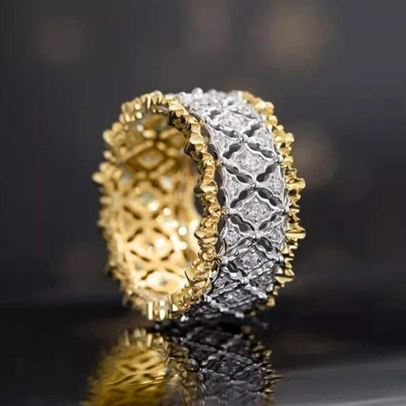 2026 New Palace Style Two Color Bridal Wedding Design Ring, Light Luxury, High End Banquet Accessories Jewelry Wholesale