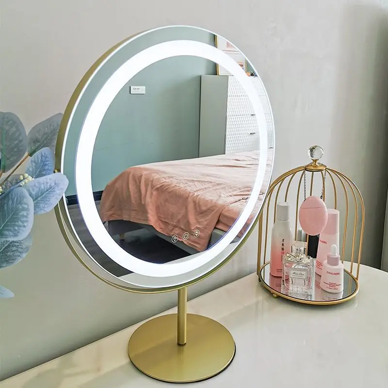 Intelligent LED makeup mirror desktop vanity mirror with light mirror dormitory beauty mirror