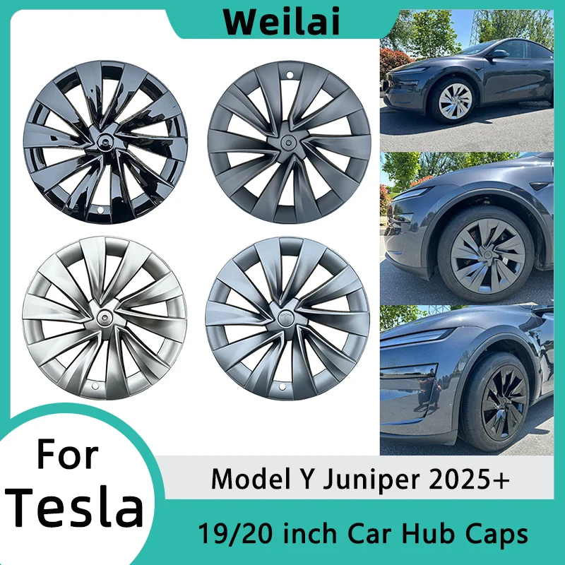 

19-дюймовые 20-дюймовые автомобильные колпаки для ступиц Tesla Model Y Juniper 2025, полная крышка обода колеса, сменные внешние аксессуары для автомобиля