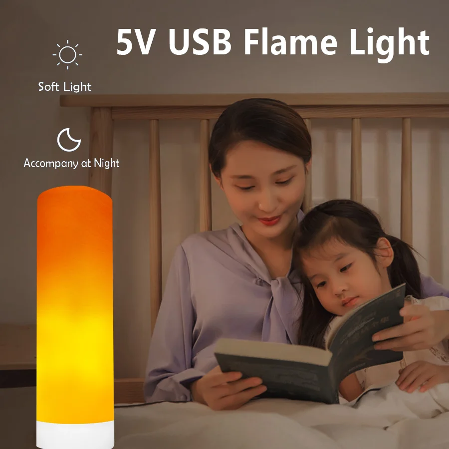 USB LED Flame Lamp Simulation Of Real Flame Effect Candle Light Usb Plug Energy Saving For Bedroom Ambient Effect Decor Lighting