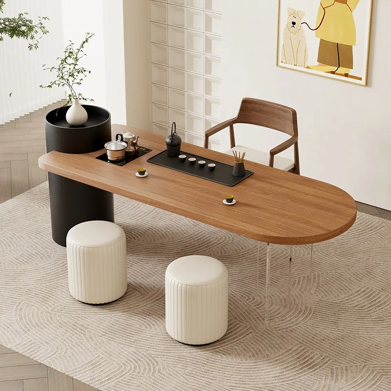 

Kung Fu tea table and chair combination modern simple cream style small tea table