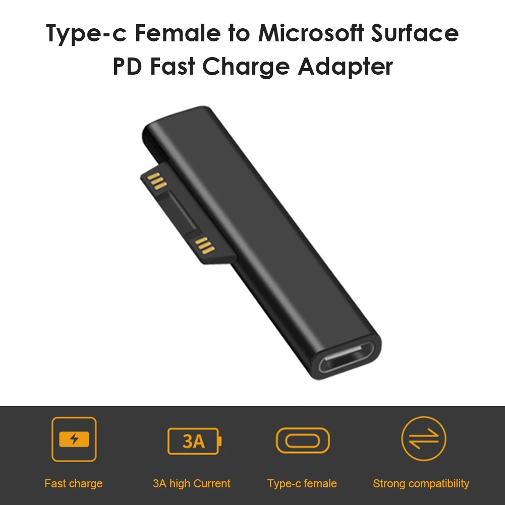 

USB C PD 15V/3A Charging Cable Adapter Type-C to DC Connector Converter Compatible for Surface Pro 3 4 5 6 Go Book1 Book2