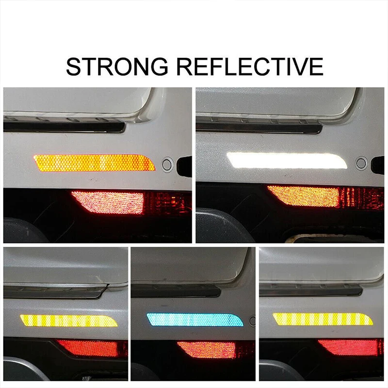 2pcs/set Car Bumper Reflective Safety Strip Stickers Car Rear Bumper Reflective Sticker Reflective Warning Safety Tape