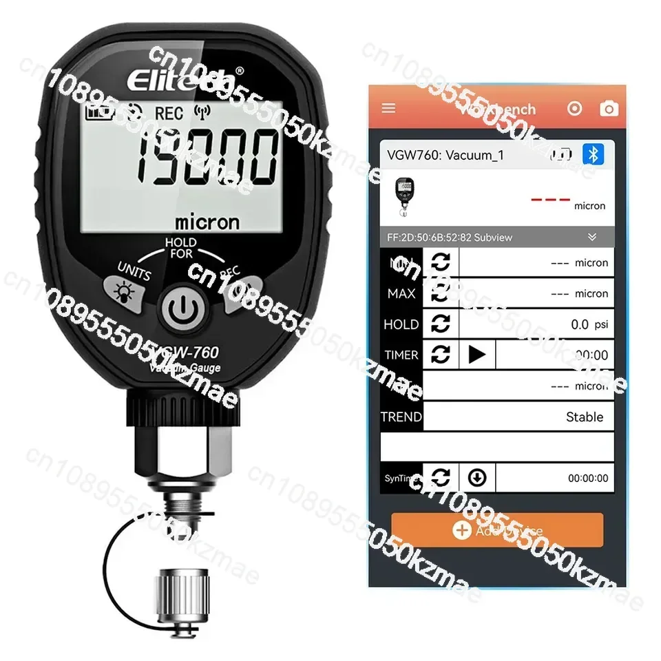 

Wireless Digital Vacuum Gauge Micron Gauge for HVAC Refrigerant Pressure Temperature Tester Leakage Test S Elitech VGW-760