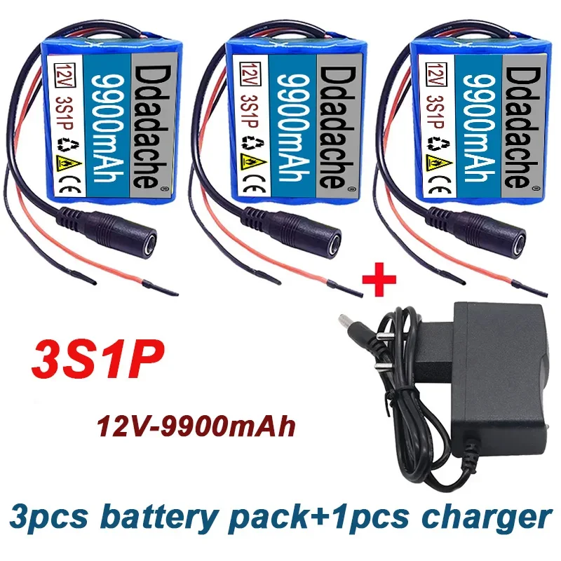 

Free Shipping 100%New 3S1P Protection Board 12V 9900mAh Battery Pack 18650 LI-ION Battery 12.6V Super Charging Battery+charger