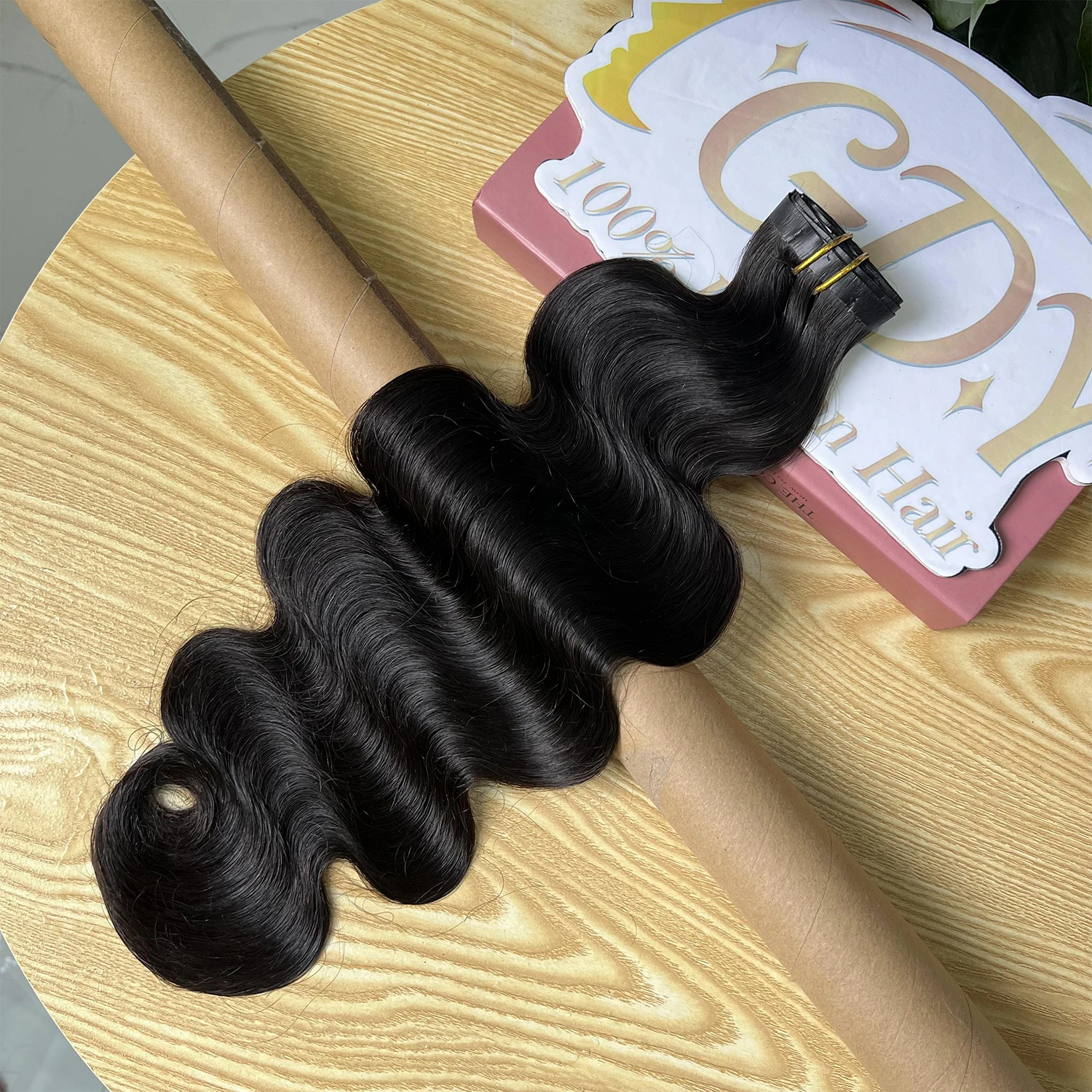 SWANEE-extensões de cabelo com clipe para mulheres, extensões de onda corporal, cabelo humano, preto natural