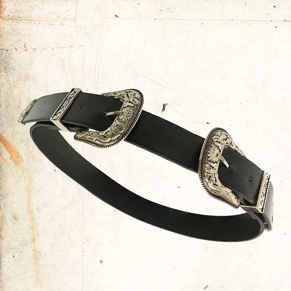 

Classic Belt Double Buckle Carving PU Adjustable Women Waistband Dress Elastic Stylish Charm Luxury Simple Matching