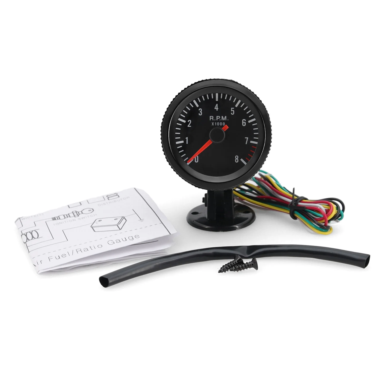 0-8000 RPM 52MM Tachometer with Gauge Holder White Backlight 2\