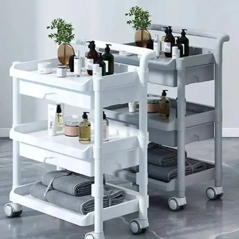 Salon Serving Organizers Folding Trolleys Cart Hair Extension Beauty Decor Furniture Professional Organizer Wheels Plastic
