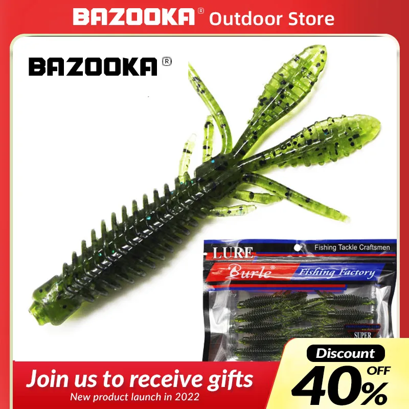 

Bazooka 75mm Soft Fishing Lure Shrimp Bait Silicone Bass Pike Shiner Wobbler Twintail Minnow Jigging Swimbait Worm Carp