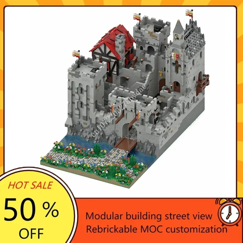 12323PCS The Highstone Fortress Medieval Castle Black Falcons Model Custom Puzzle  Children Birthday Toys Christmas Gift