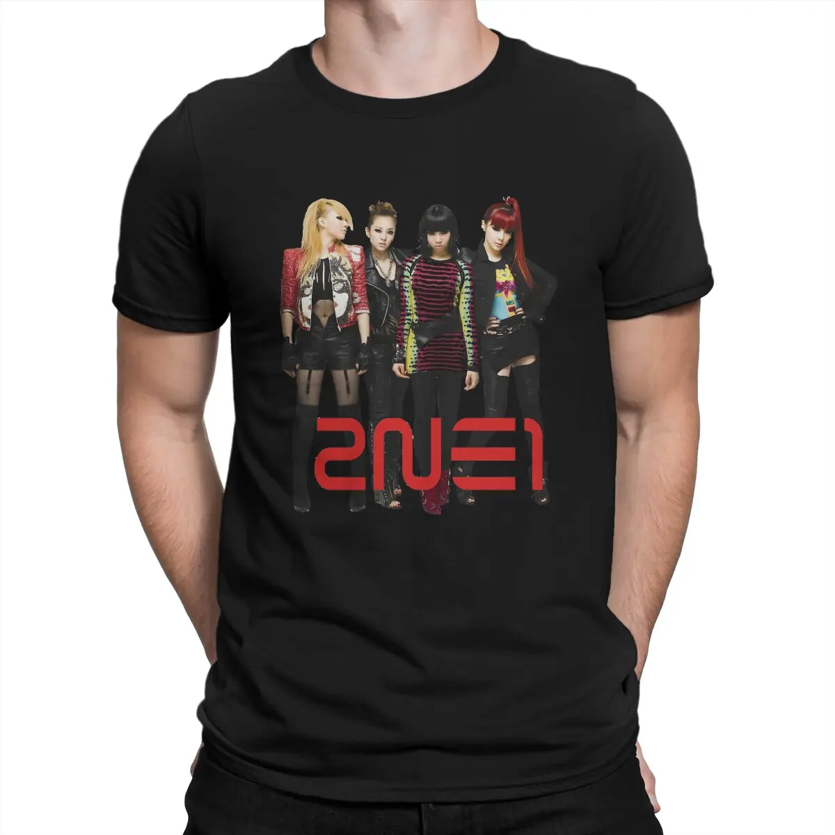 

Men Kpop Group T Shirt 2NE1 Cotton Tops Casual Short Sleeve Round Collar Tees New Arrival T-Shirt