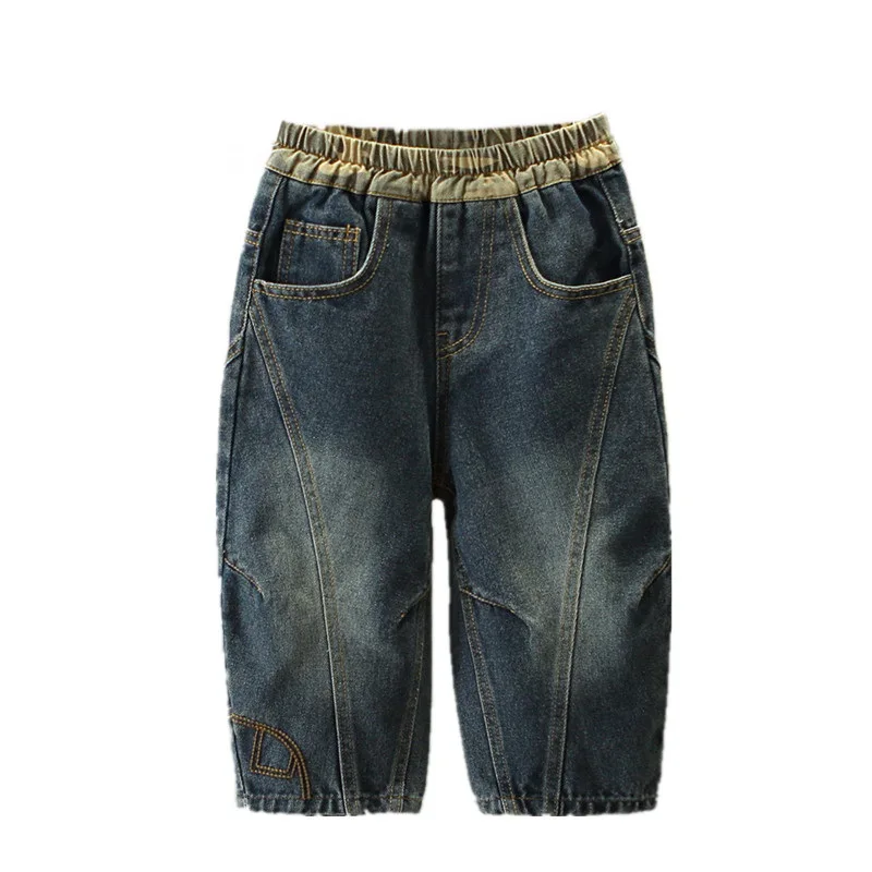 

Новые детские дизайнерские джинсы для мальчиков, джинсовые брюки для подростков, детские свободные джинсы с эластичной резинкой на талии, детские брюки высокого качества, джинсы для мальчиков от 2 до 10 лет