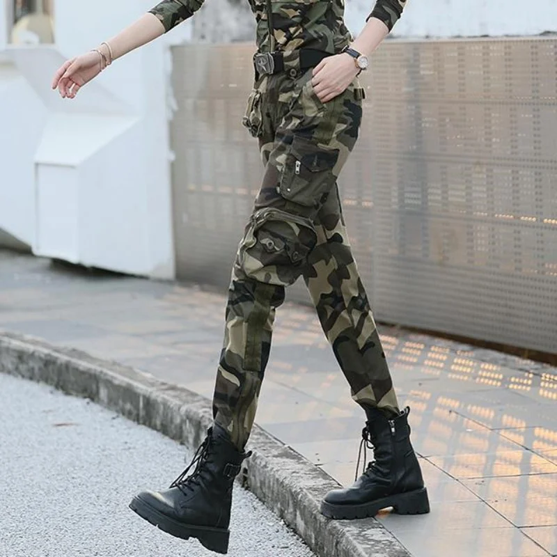 New Women Cotton Cargo Pants Army Fans Hiking Casual Pants Outdoor Sport Military Tactical Trousers