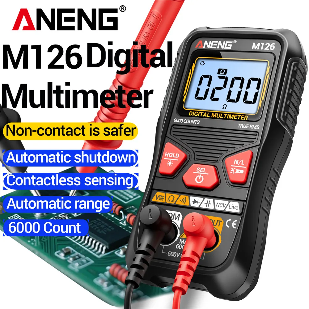 ANENG Mini Multimeter Automatic Range Digital Tester M126 Non-comtacat 6000 Counts High Precision Voltmeter Resistance Detector