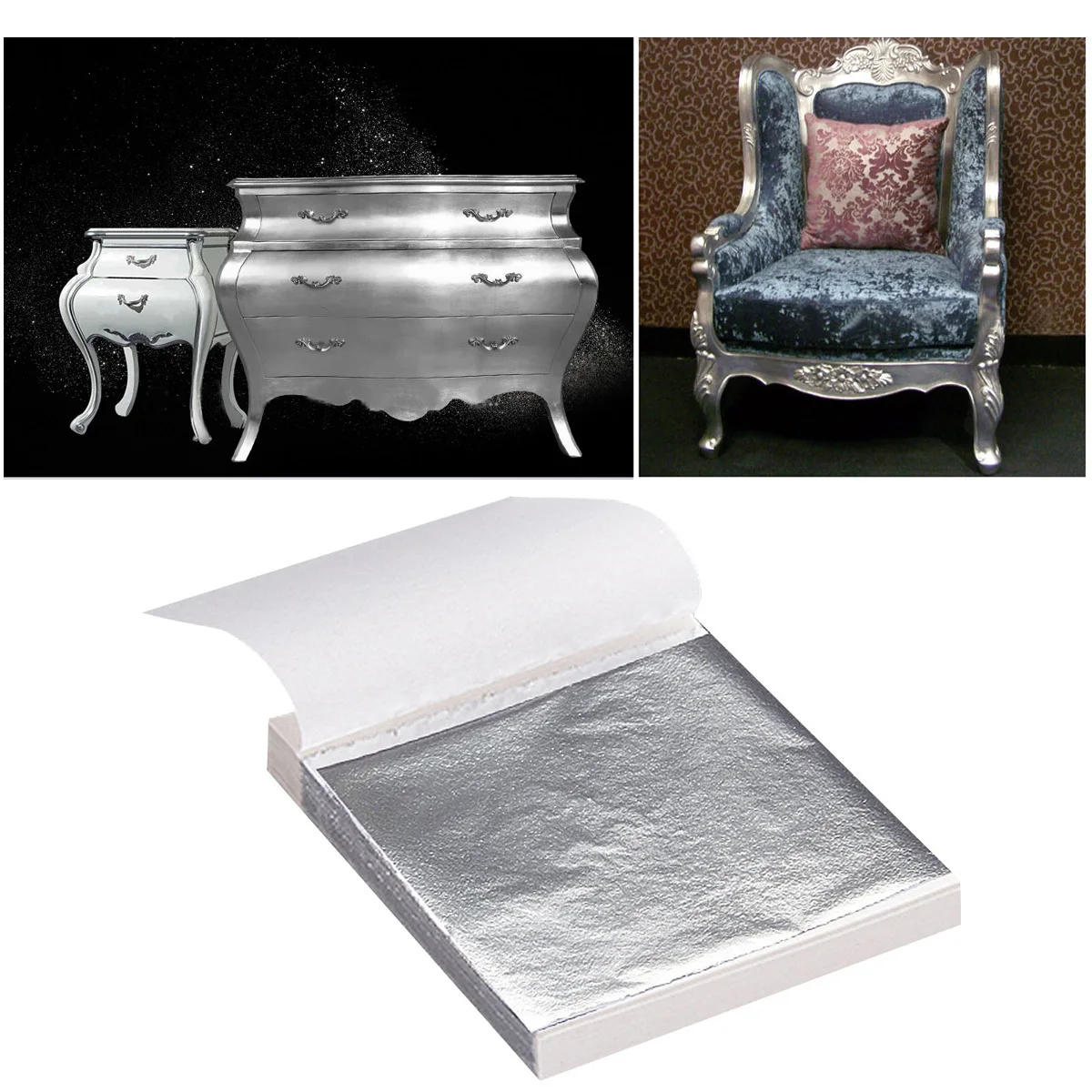 

100 Sheets 9x9cm Silver Leaf Foil Paper Realistic Shine Imitation Sheet for DIY Art Craft Gilding Decoration Painting Manicure