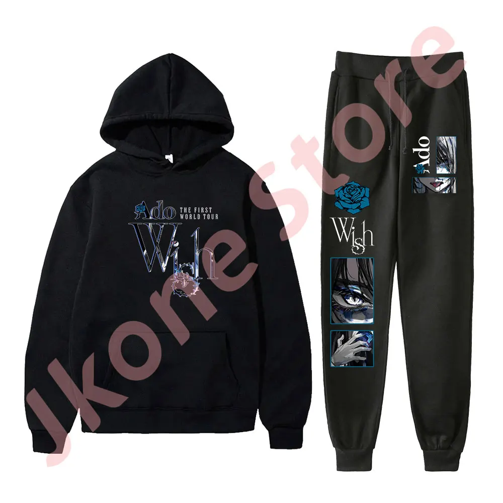 Ado The First World Tour Wish Logo Merch Hoodies Set Winter Women Men Fashion Casual Streetwear