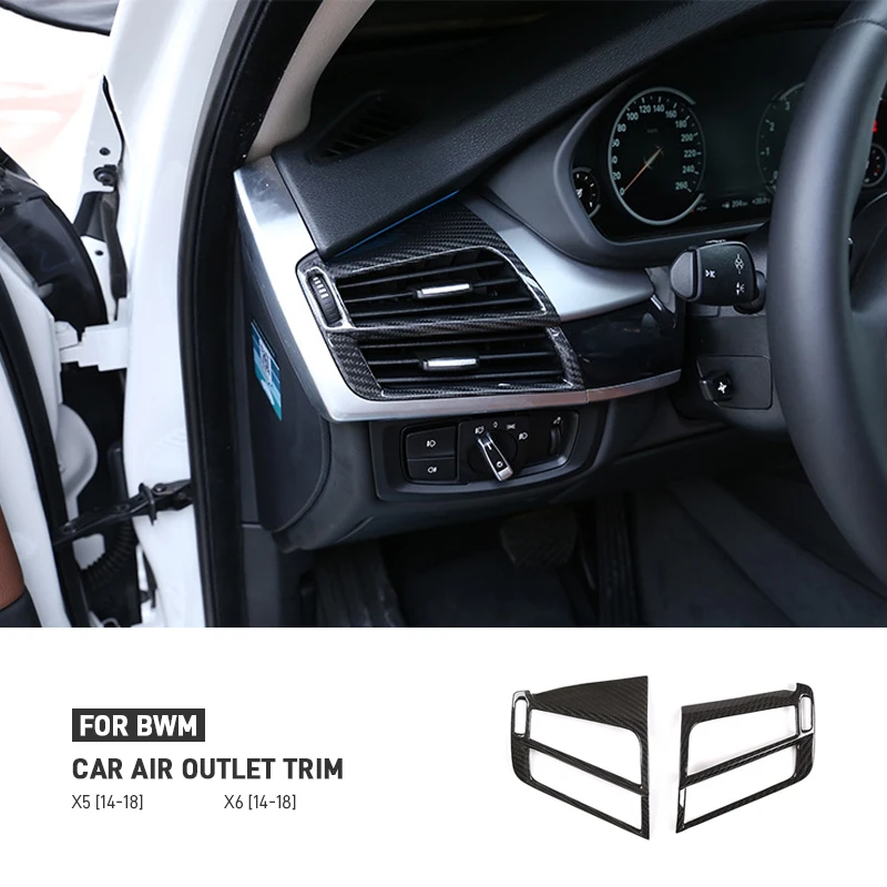 

For BMW X5 F15 X6 F16 2014-2018 Real Carbon Car Side Air Vent Outlet Frame Cover Trim Sticker Interior Decoration Accessories