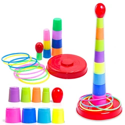 1 Set Children Throwing Ferrule Toys Kids Family Party Throwing Rainbow Rings Games Multi-Style Available Ferrule Toys