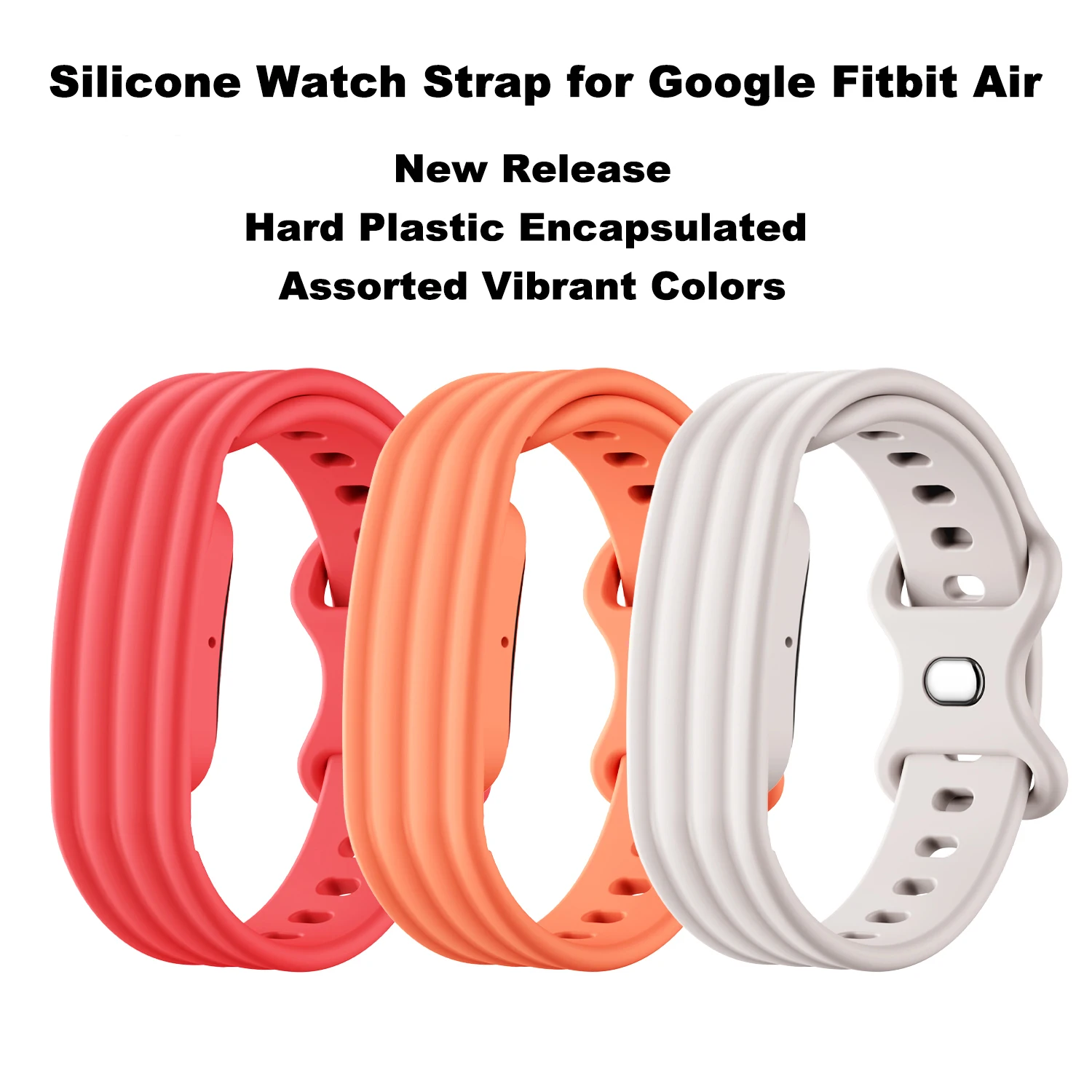Pulseira de silicone para relógio esportivo, pulseira de borracha respirável para google fitbit air, acessórios para pulseira inteligente