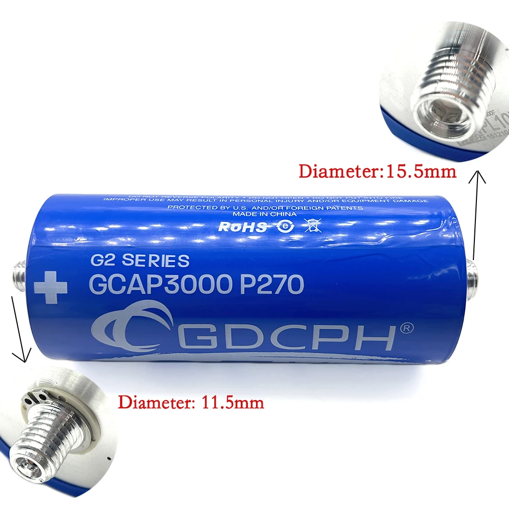 Gdcph 16V500F ซูเปอร์คาปาซิเตอร์โมดูล2.7V3000F อัลตราคาปาซิเตอร์ความจุขนาดใหญ่ความต้านทานภายในต่ำสำหรับการสตาร์ทรถ scre