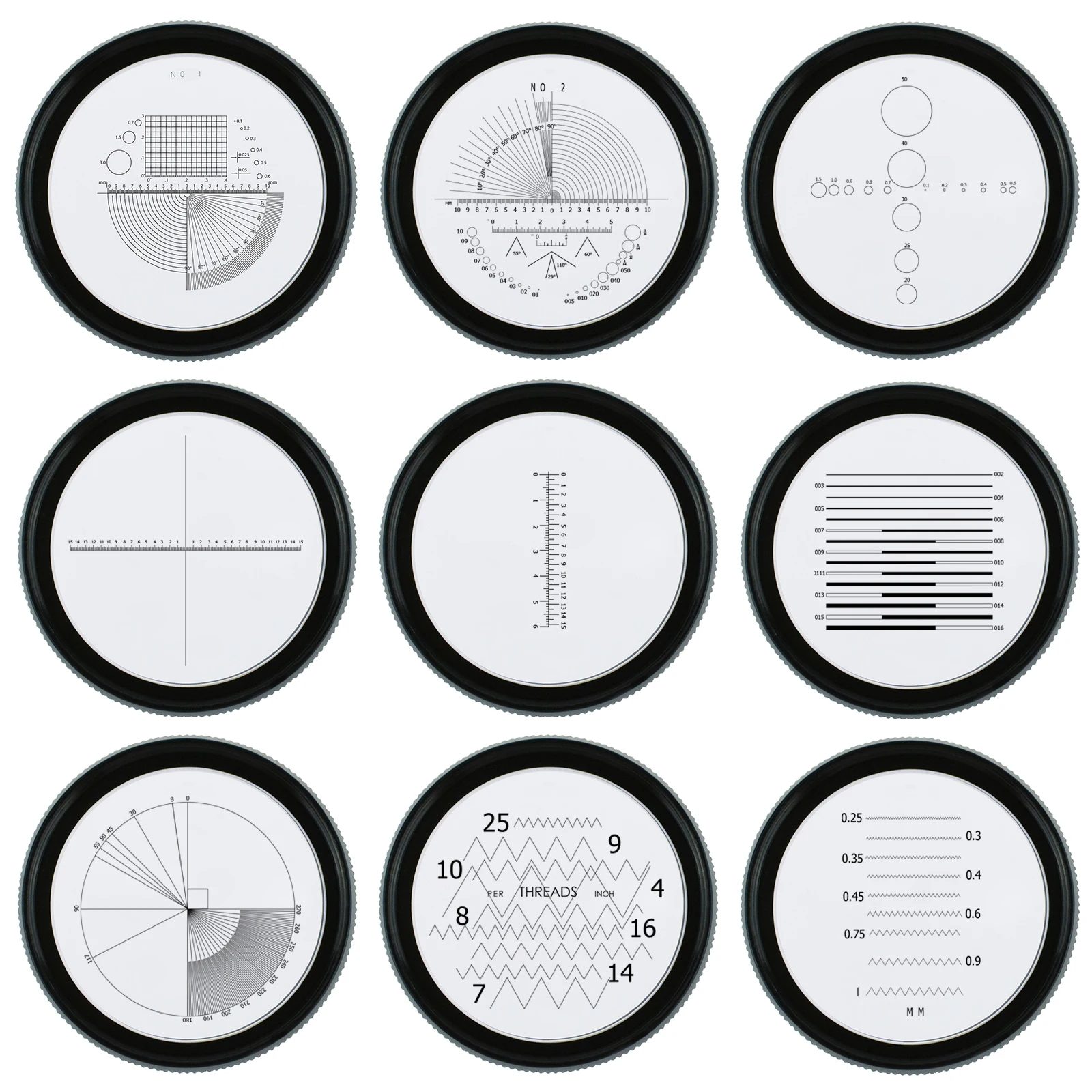 10x Magnification Scale Loupe (1/4/9) Interchangeable Glass Scale Chart 25mm Field of View with 8 LED Light - CLMG-7173