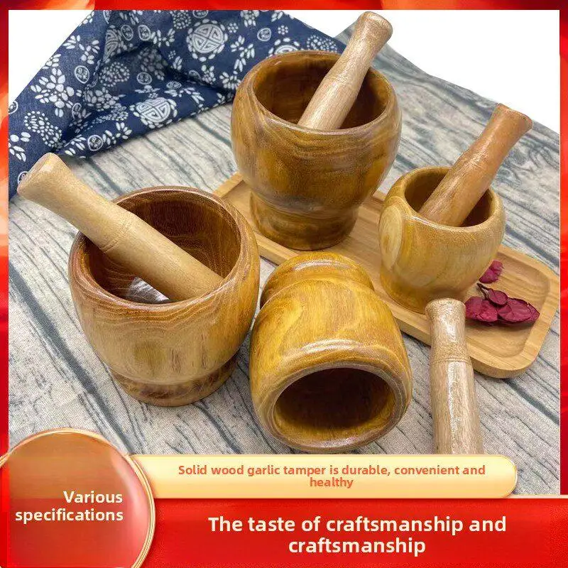 

Small Home Use Wooden Mortar And Pestle for Grinding Peppers And Garlic Baby Food Grinder Bowl Pepper Grinding Tool