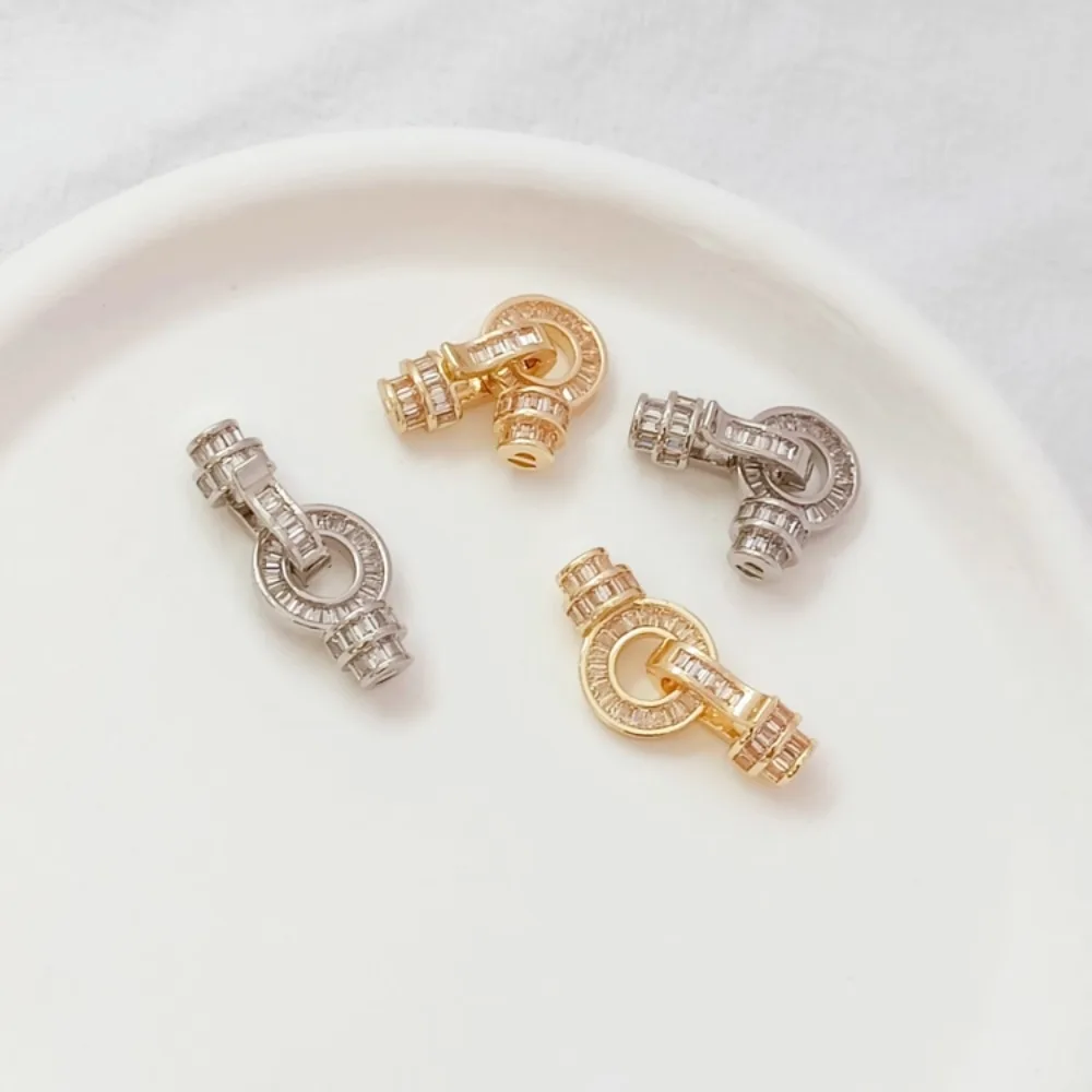 

14K Gold-plated and T-shaped Zircon Pearl Clasp At The End, DIY Handcrafted Bracelet Clasp, Necklace Connecting Clasp