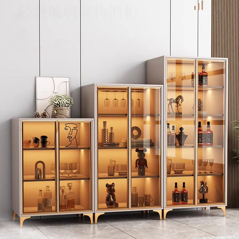 

Bottle Beverage Liquor Cellar Wine Rack Shelf Door Storage Bar Wine Cabinets Display Glass Showcases Home Vitrina Bar Furniture