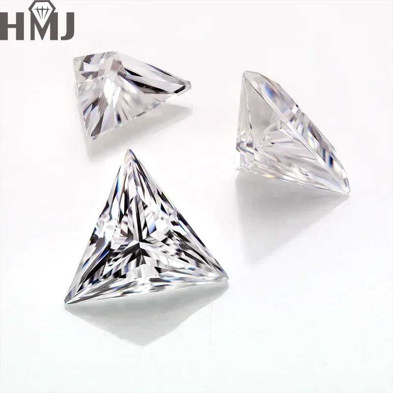 

100% Real Moissanite Stones Natural Champagne /Green /Blue Color GRA Certificate Triangle Cut Charms for Jewelry Making